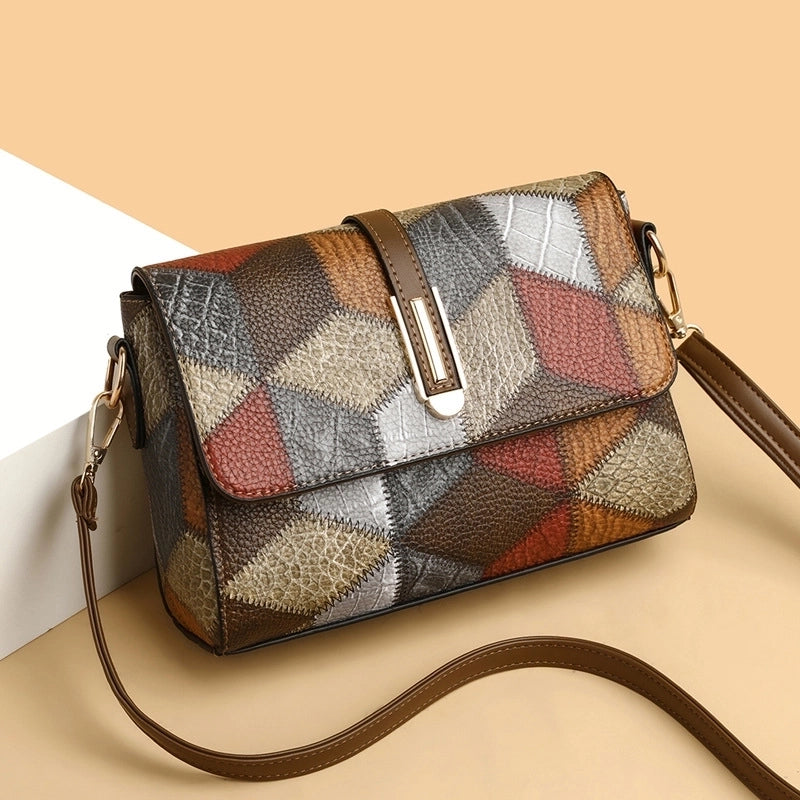 Small Square Bag Women's New Fashion Soft Leather Women's Shoulder Crossbody Bag Solid Color High-end Texture Middle-aged Mother Bag