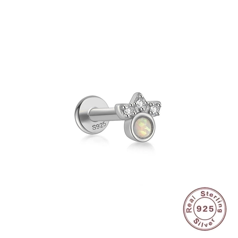 1 Piece Ear Cartilage Rings & Studs Fashion Square Water Droplets Paw Print Silver Inlay Zircon