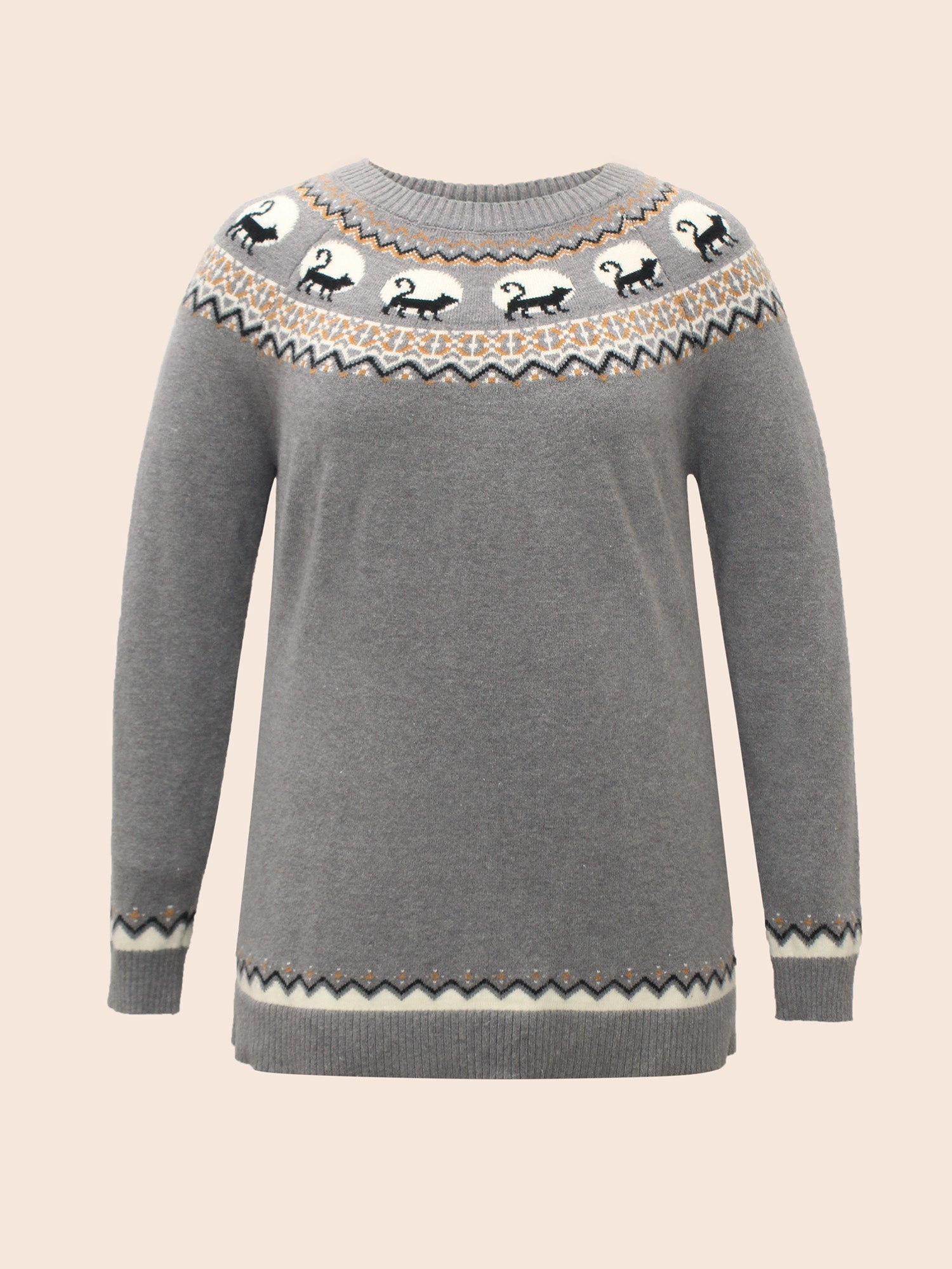 Supersoft Essentials Wicked Cat Fair Isle Yoke Printed Pullover