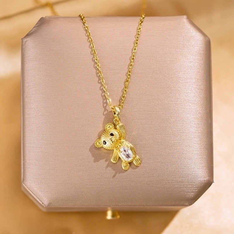 Elegant Lady Streetwear Geometric Flower Butterfly 304 Stainless Steel Acrylic Zircon 18K Gold Plated Inlay Pendant Necklace