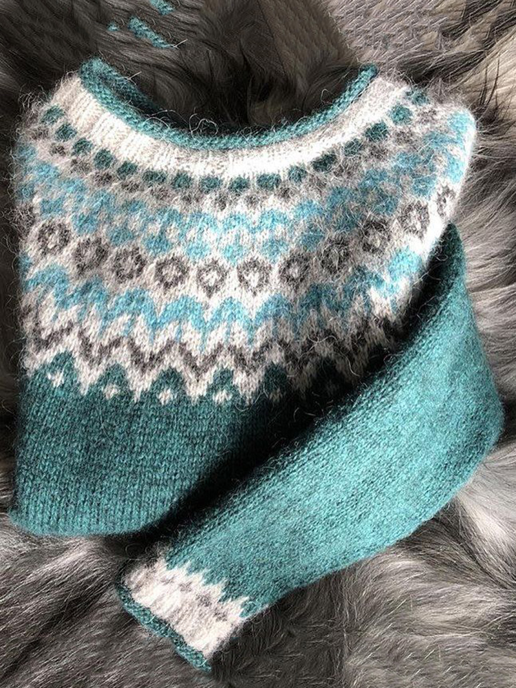 Vintage Icelandic Knit Jacquard Warmth SweaterUnisex