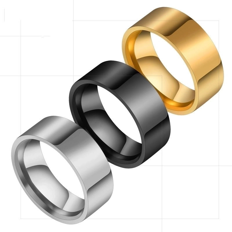 Fashion Solid Color 201 Stainless Steel 18K Gold Plated Plating Stainless Steel Rings
