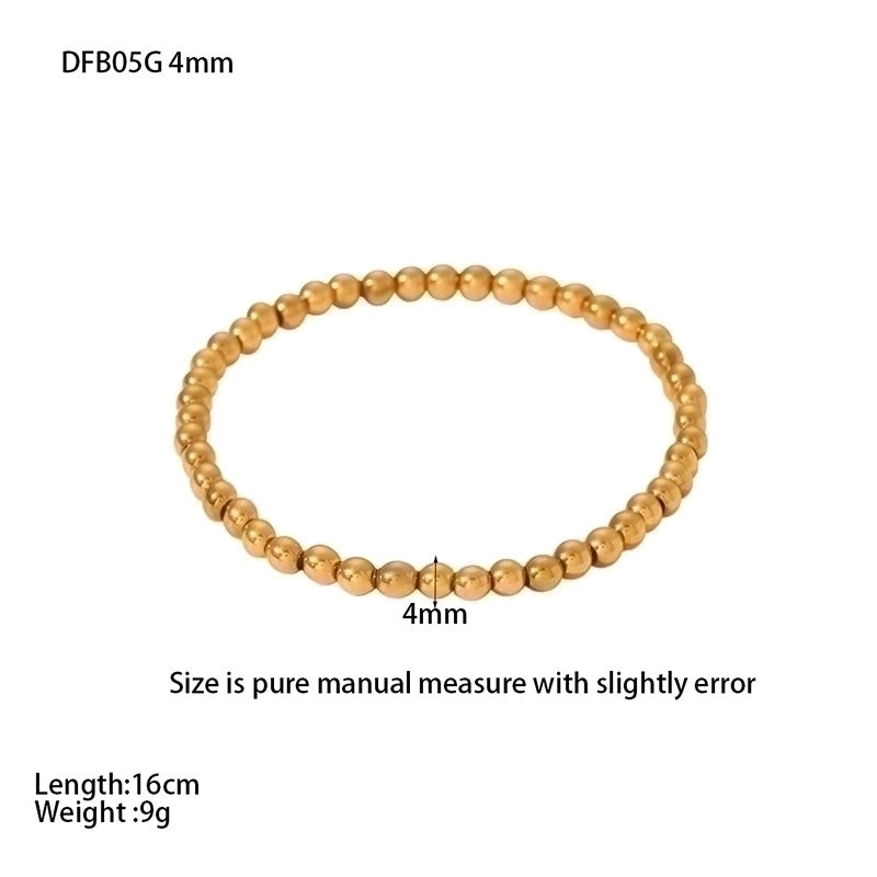 Solid Color 304 Stainless Steel 18K Gold Plated Stainless Steel Bracelets In Bulk