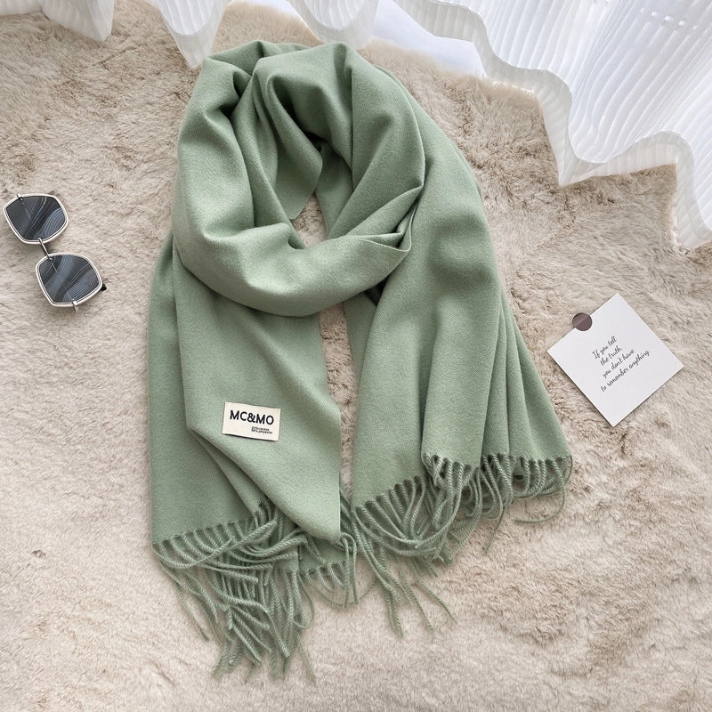 New Solid Color Cashmere Scarf Women's Fashion Wear Autumn And Winter Warm Shawl Women's Scarf
