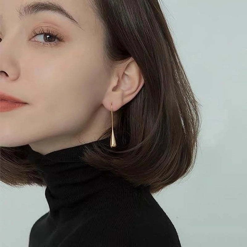 1 Pair Casual Elegant Minimalist Solid Color Polishing Plating Stainless Steel 18k Gold Plated Drop Earrings