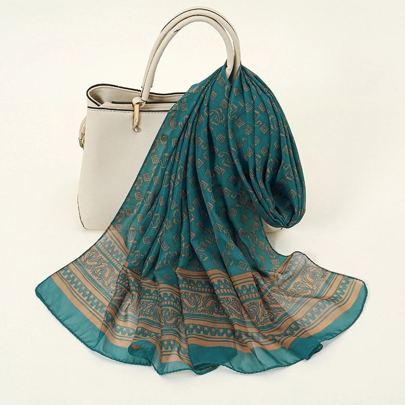 Women's Elegant Lady Lotus Chiffon Silk Scarf