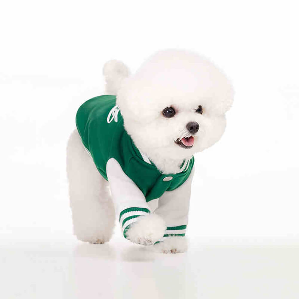 Chic Baseball Style Warm Stretch Silicone & Metal Logo Dog Jacket