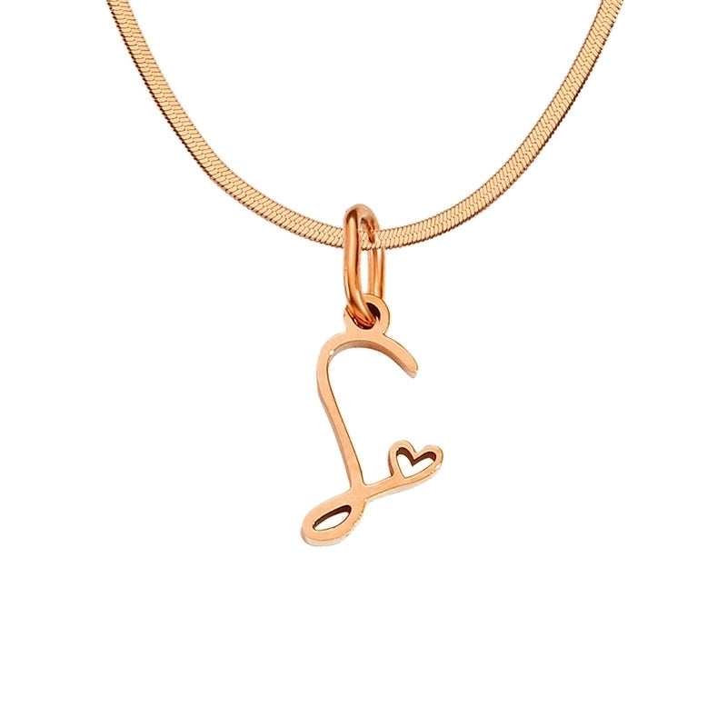 Stainless Steel Titanium Steel 14K Gold Plated Minimalist Plating Letter Heart Shape Pendant Necklace