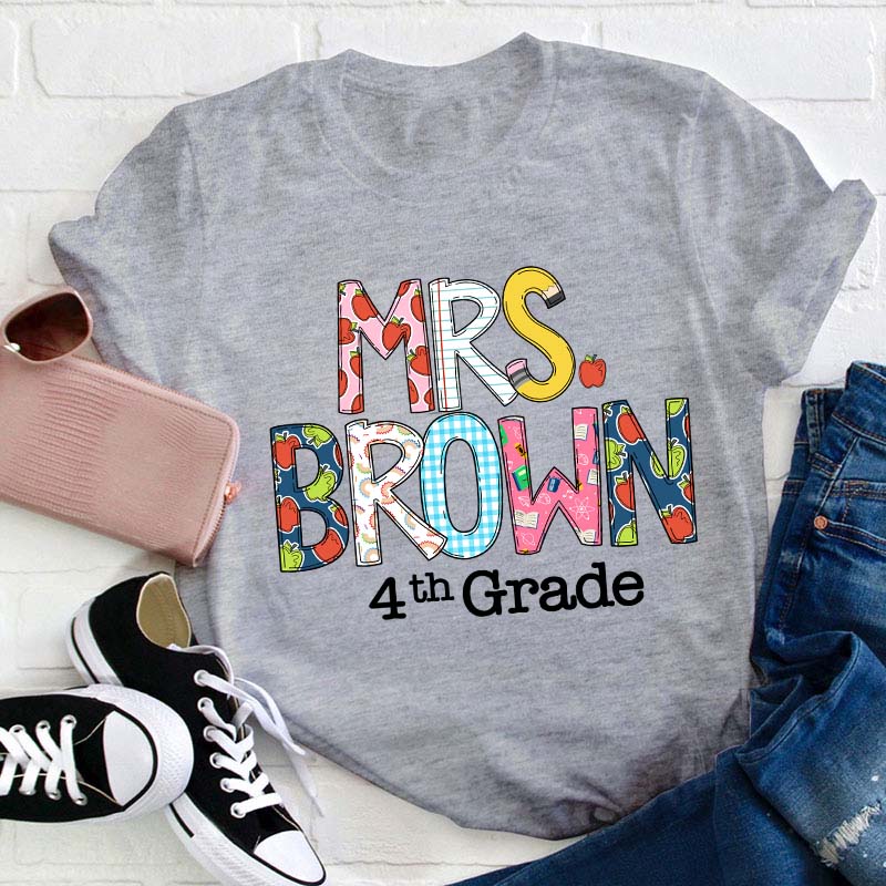 Personalized Name And Grade Teacher T-Shirt