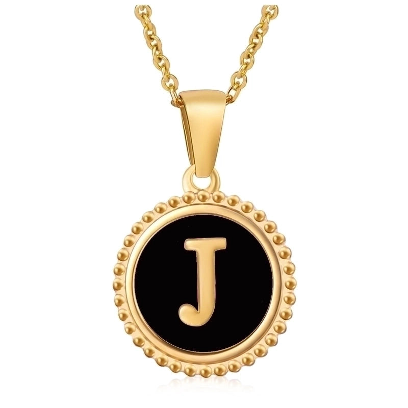 Fashion Round Letter 304 Stainless Steel 18K Gold Plated Enamel Gold Plated Pendant Necklace