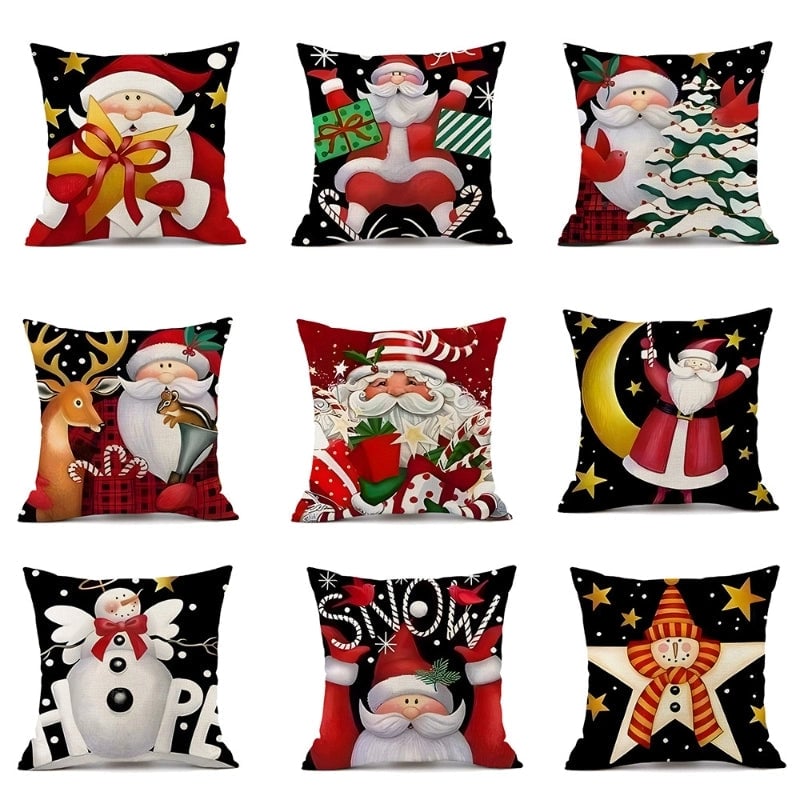 Christmas Casual Classical Vacation Santa Claus Linen Pillow Cases Couch & Sofa Decor