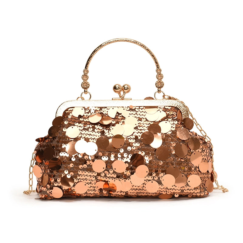 Women's Sequin Solid Color Elegant Streetwear Shell Lock Clasp Shoulder Bag Crossbody Bag