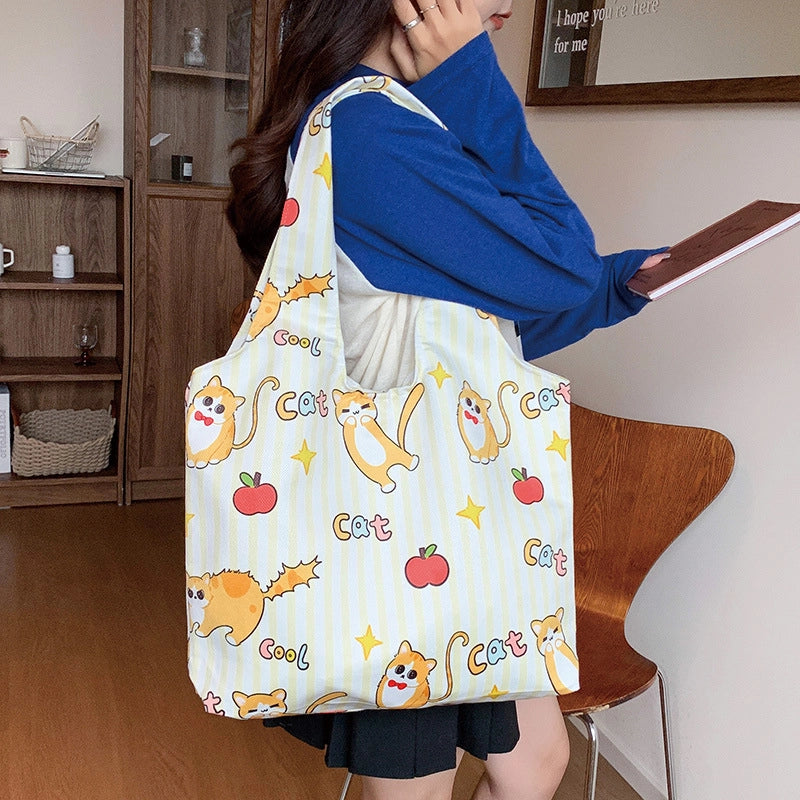 Women's Large Polyester Animal Letter Elegant Cute Streetwear Square Magnetic Buckle Tote Bag
