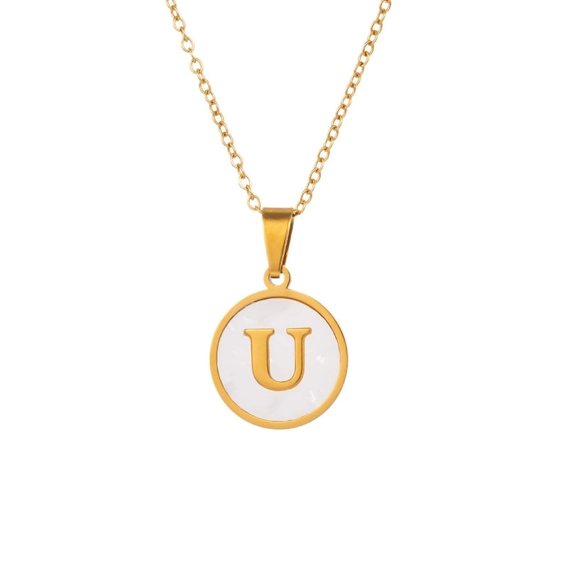 Minimalist Letter Titanium Steel Pendant Necklace