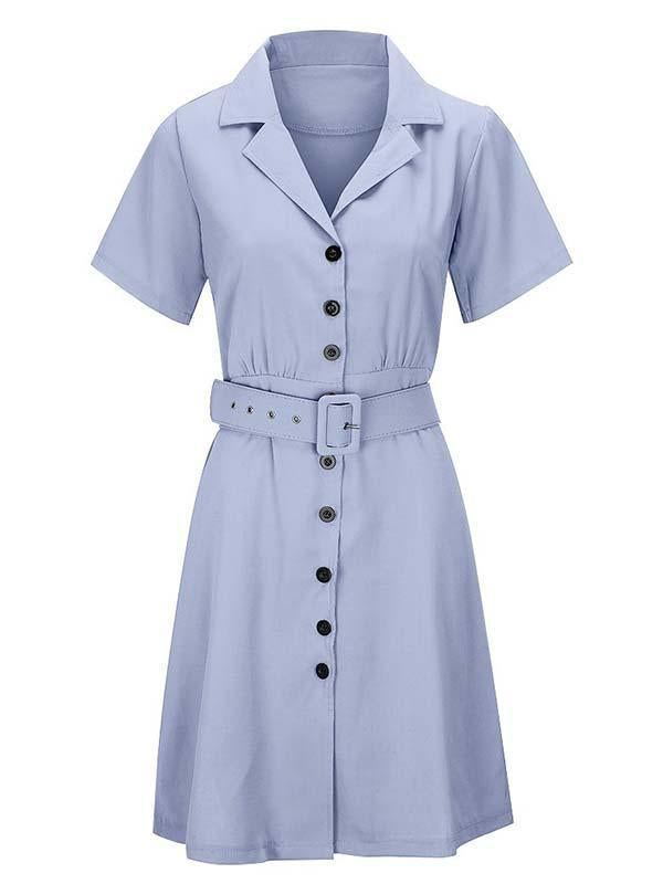 V-Neck Button Shirt Dress