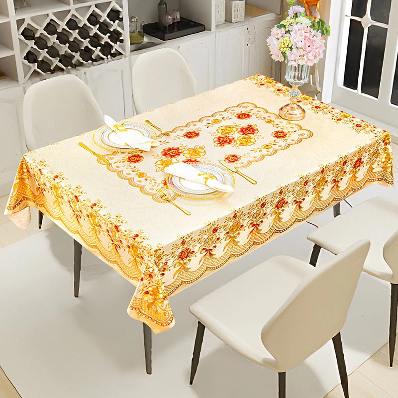 Elegant Classic Style Geometric Flower PVC Tablecloths Artificial Decorations
