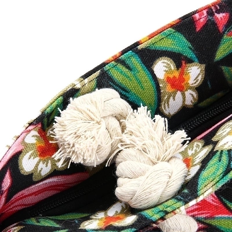 Women's Large Cotton Flower Beach Open Shoulder Bag