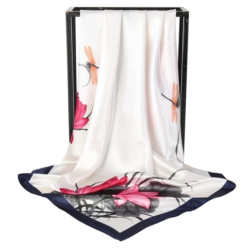 Spring Artificial Silk Women's Satin Scarf Printed All-matching Scarf 90 Large Kerchief Mother's Day Gift