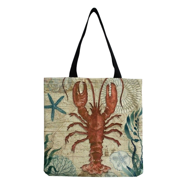 Women's Medium Linen Animal Beach Square Open Shopping Bags