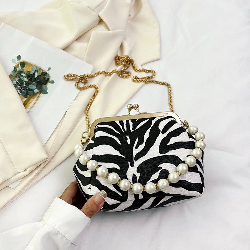 Women's Small Pu Leather Leopard Basic Vintage Style Square Buckle Shoulder Bag Crossbody Bag