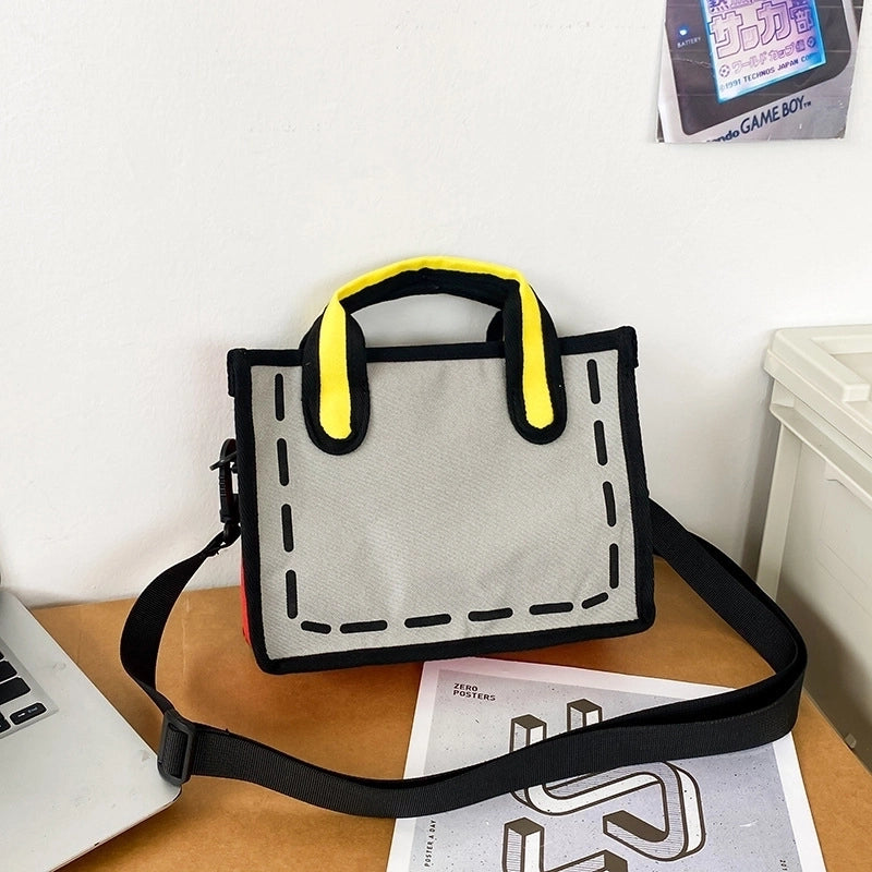 Women's Small All Seasons Nylon Color Block Streetwear Square Zipper Shoulder Bag