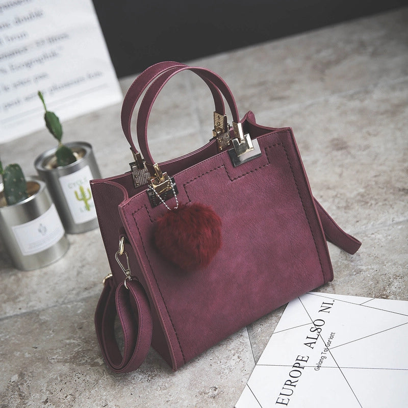 Hot Bag Women's New Frosted Women's Bag Fur Ball Women's One-shoulder Crossbody Handbag Women Bags