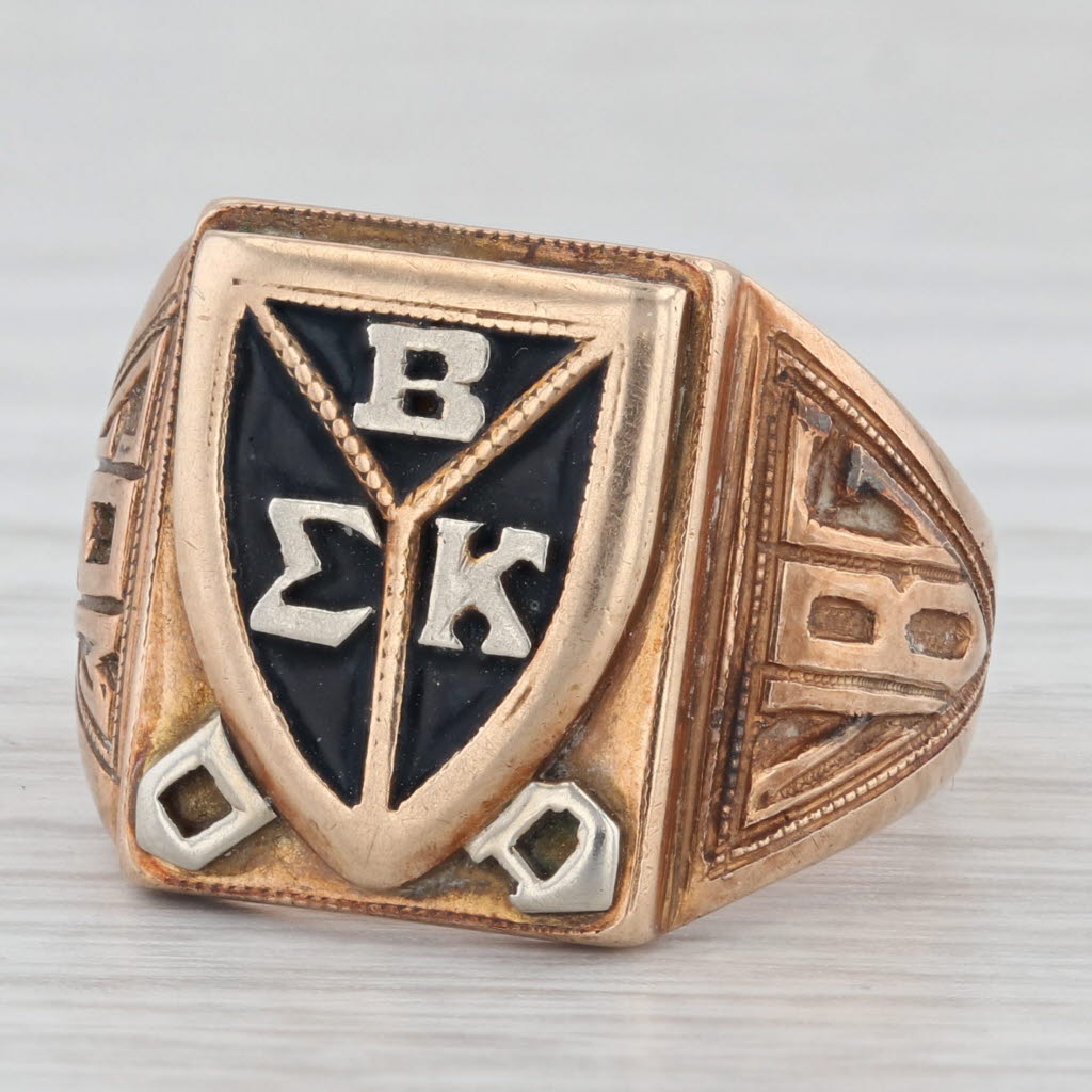 Vintage Beta Sigma Kappa Ring 10k Gold Size 7 Fraternity Honor Society Signet