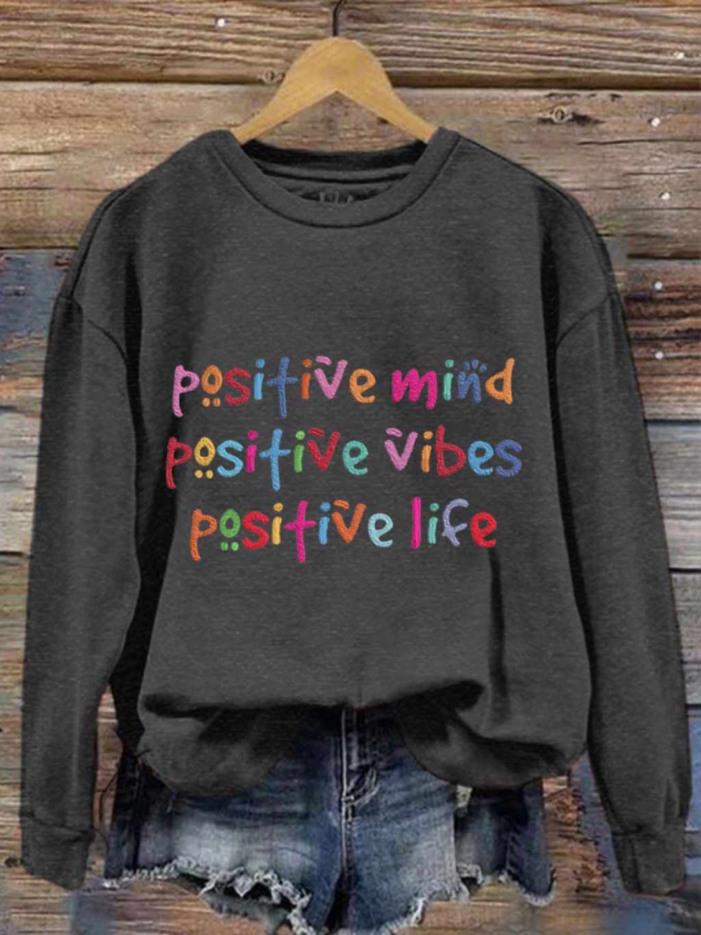 Women's Positive Vibe Mental Health Printed Sweatshirt