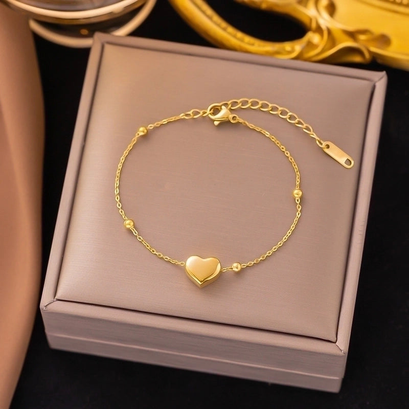 Elegant Basic Streetwear Heart Shape Butterfly Titanium Steel Zircon Bracelets In Bulk