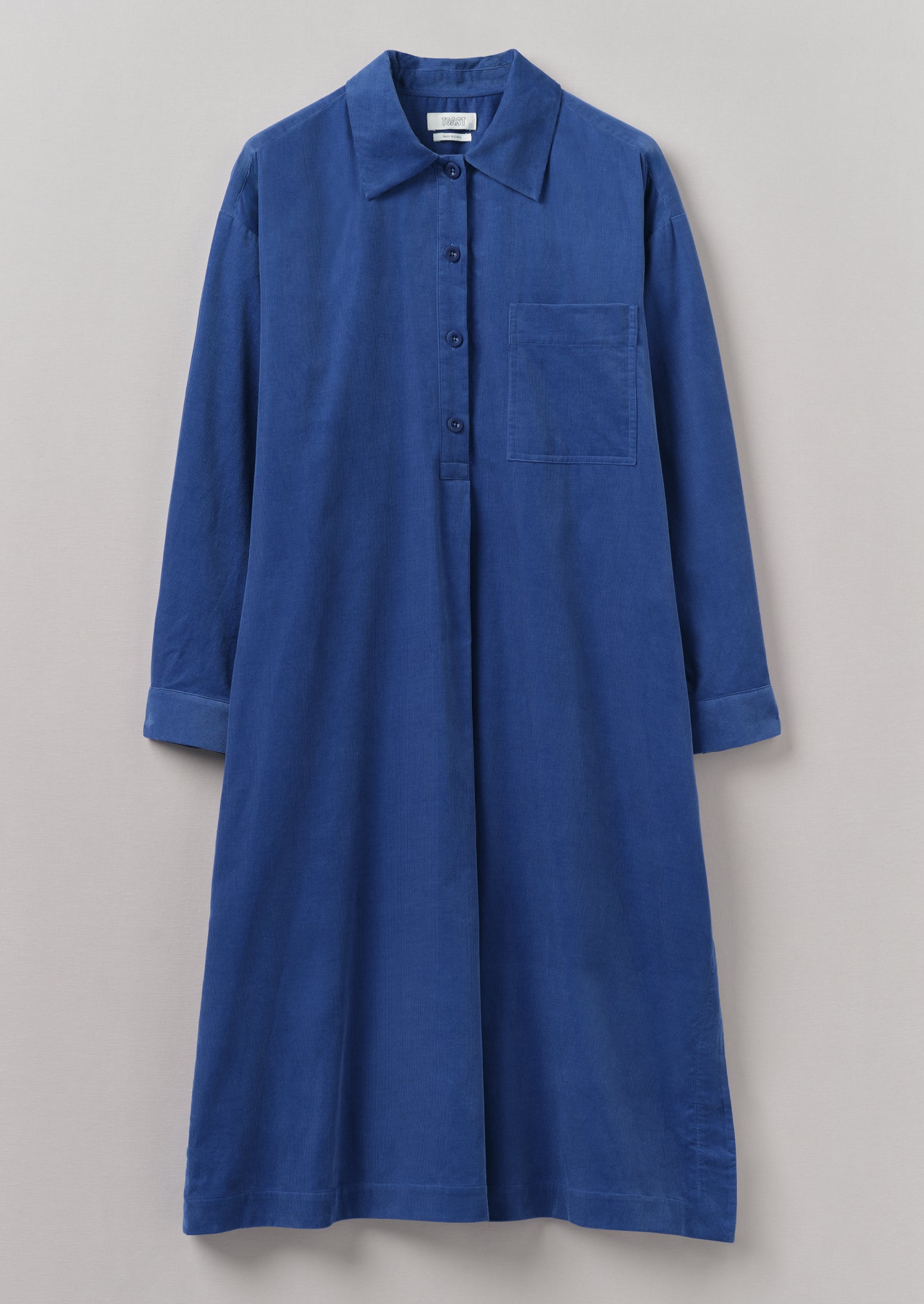 Organic Needlecord Shirt Dress | French Blue