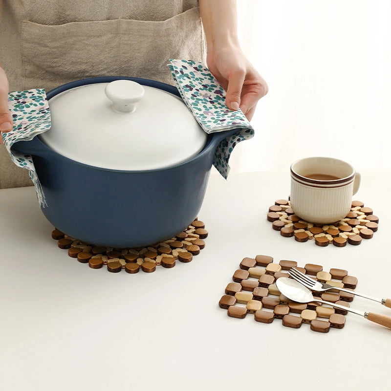 Household Bamboo Anti-scald Heat Insulation Mat Sand Pot Mat Dining Table Mat Bowl Mat Plate Mat Square Round Bowl Mat