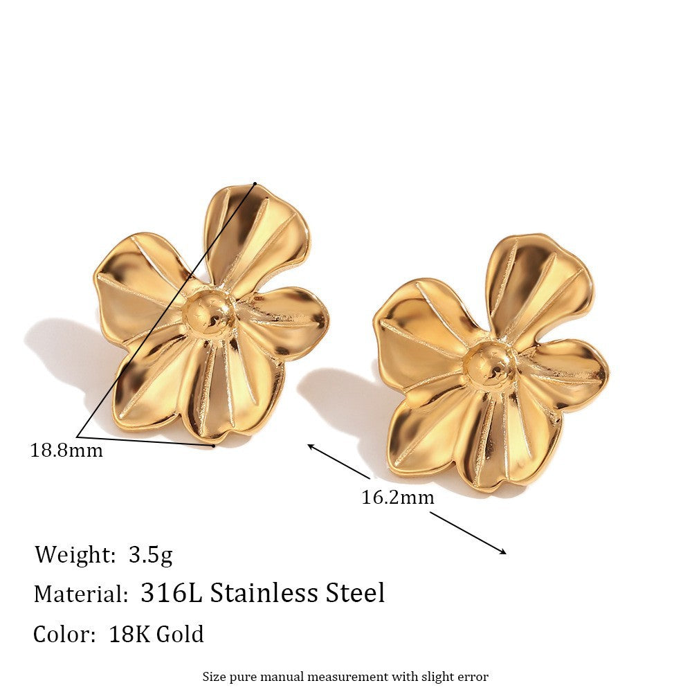 Retro Vintage Fashion Flower Stainless Steel Electroplating Rings