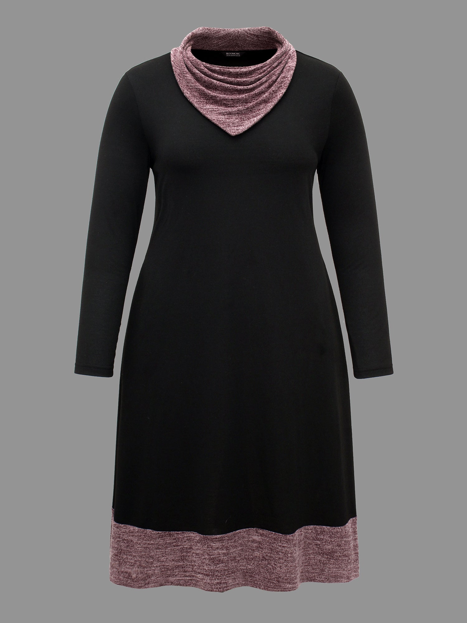 Heather Patchwork Turtleneck Midi Dress