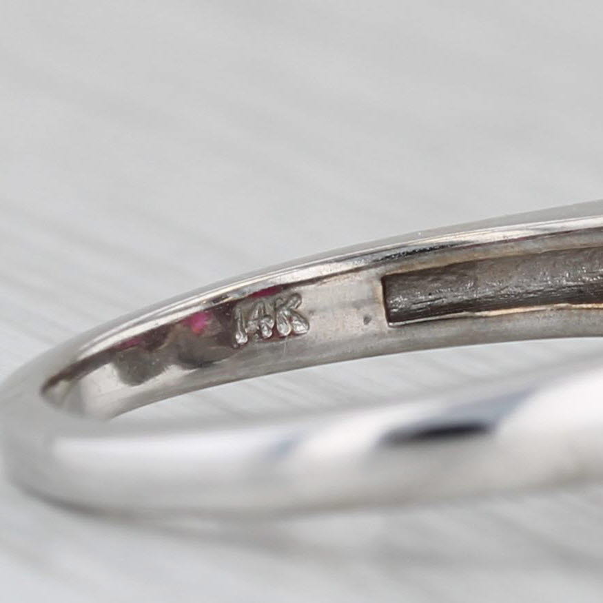 2.22ctw Ruby 3-Stone Diamond Halo Ring 14k White Gold Size 5.75
