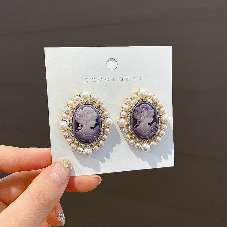 Vintage Ellipse Geometric Acrylic Electroplating Earrings