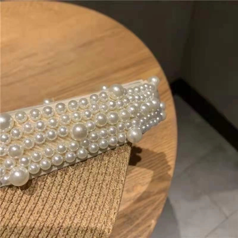 Women's Vacation Solid Color Pearl Wide Eaves Sun Hat
