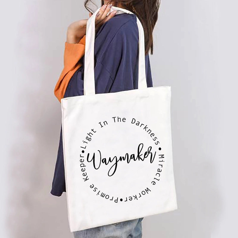 Unisex Large Canvas Letter Basic Classic Style Square Open Canvas Bag