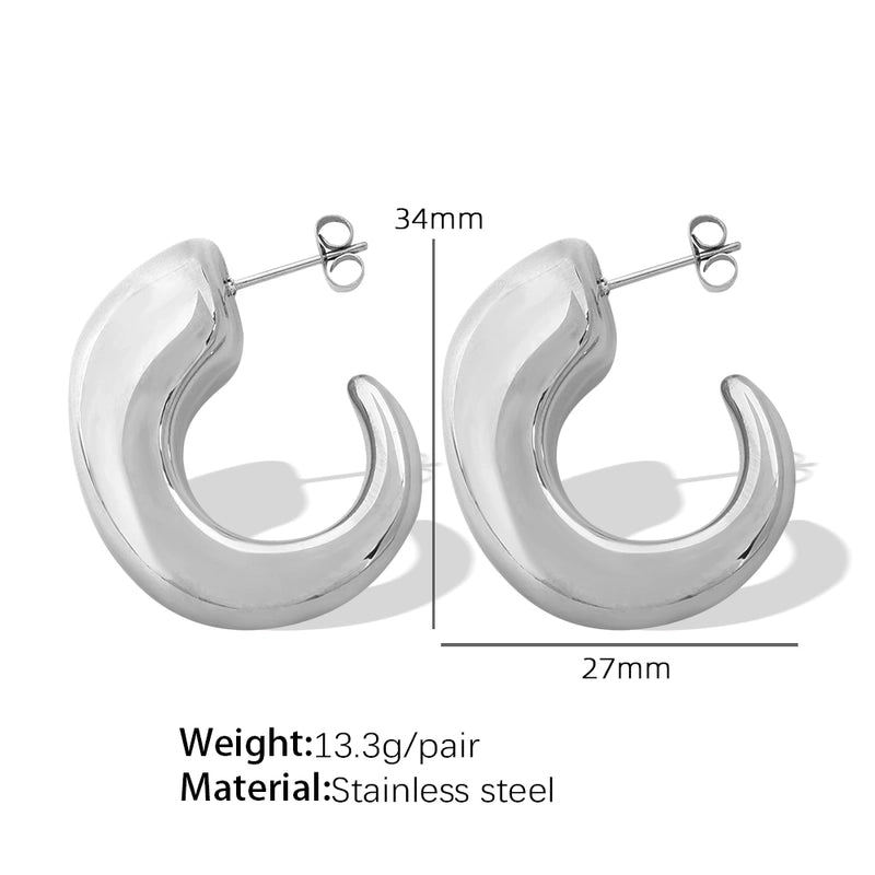 1 Pair Retro C Shape Plating Titanium Steel 18K Gold Plated Ear Studs