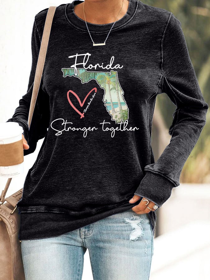 Women's Florida Stronger Than The Storm Printed Casual Sweatshirt