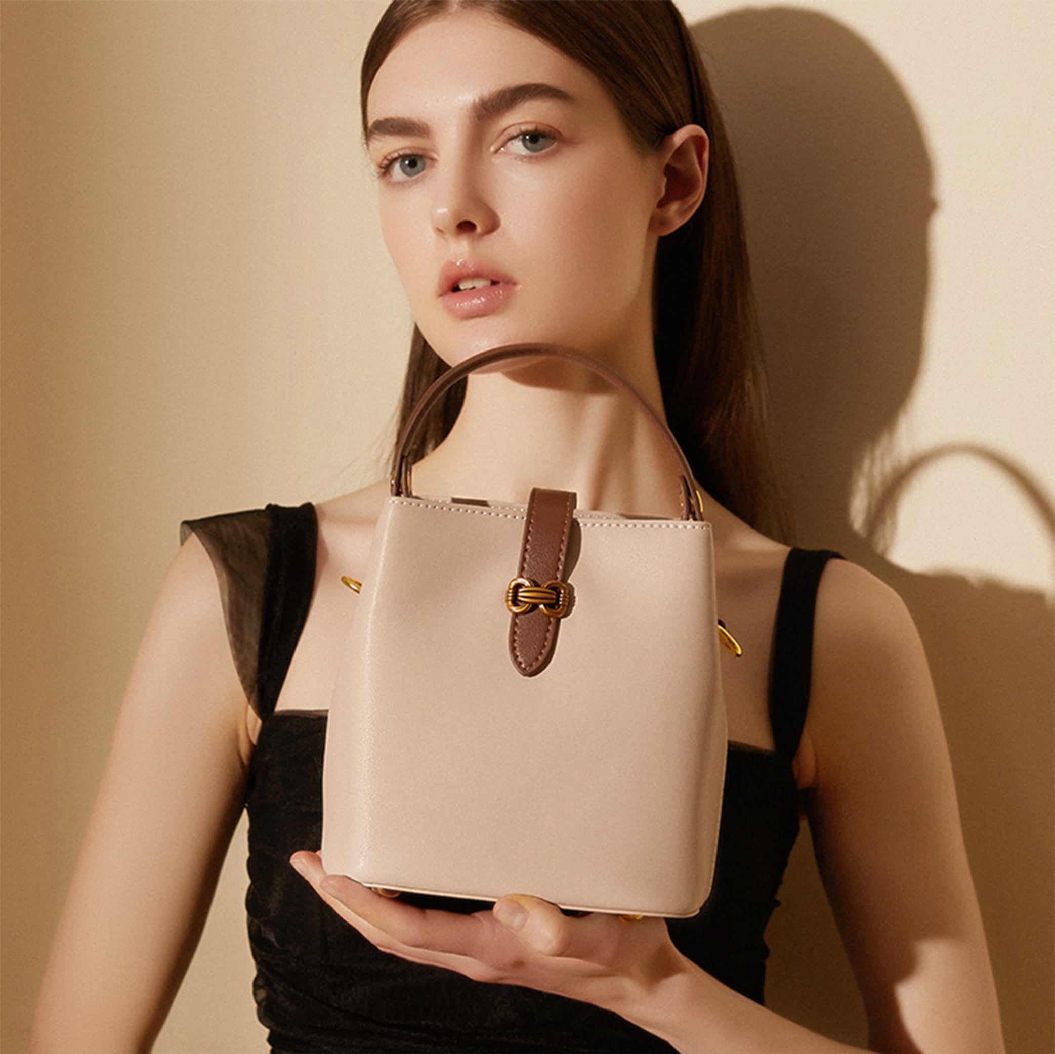 Genuine Leather Summer  Crossbody Bucket Bag