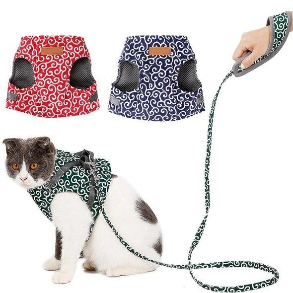 Cat Dogs Vest Harness and Leash Anti-break Away Chest Strap Cat Clothes