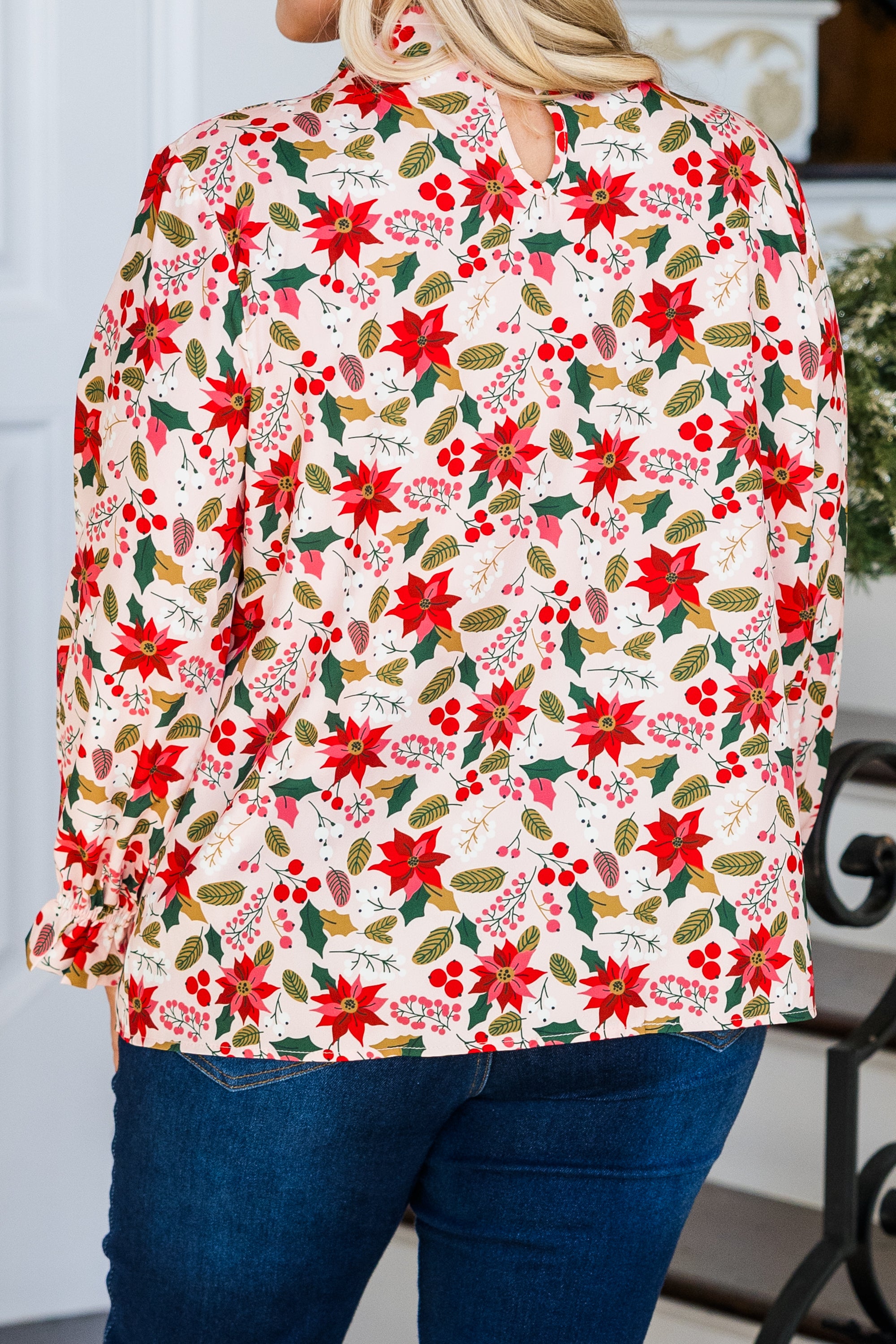 Pretty Poinsetta Top. Red