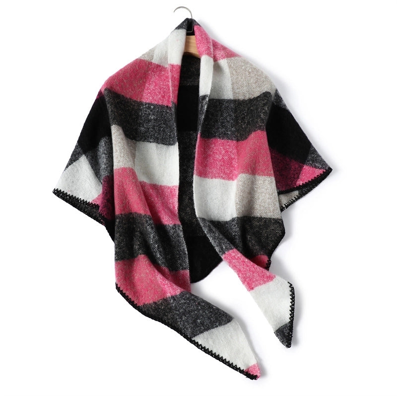 Unisex Vintage Style Lattice Imitation Cashmere Polyester Scarf