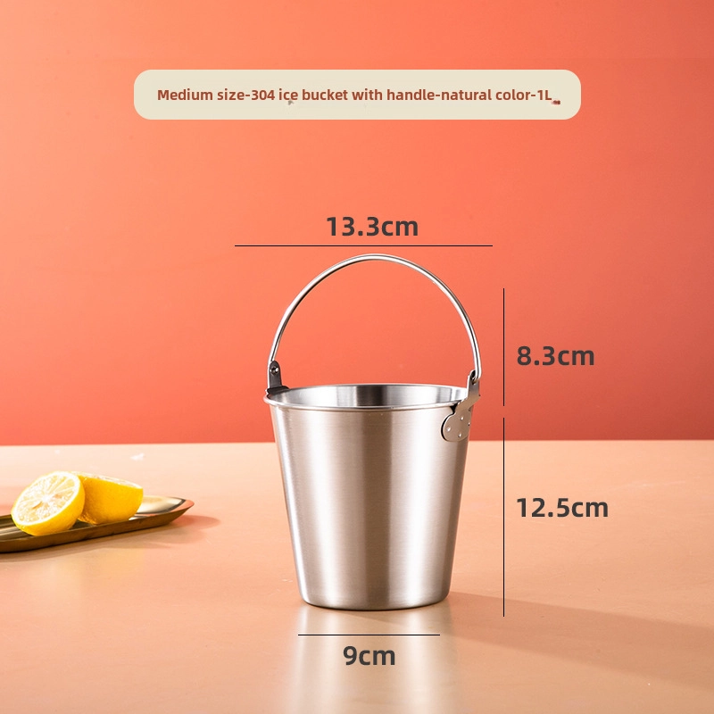 304 Stainless Steel Ice Barrel Ice Bucket Bar KTV Commercial Household Small Ice Grain Beer Bucket Storage Bucket