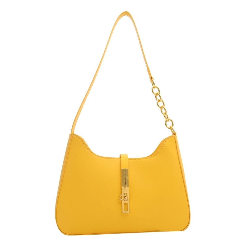 Women's Medium Pu Leather Solid Color Elegant Dumpling Shape Lock Clasp Underarm Bag