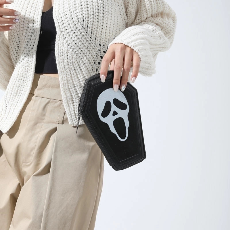 Halloween Women's Pu Leather Printing Vintage Style Square Zipper Clutch Bag