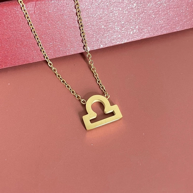 Simple Fashion Twelve Constellation Stainless Steel Geometric Necklace