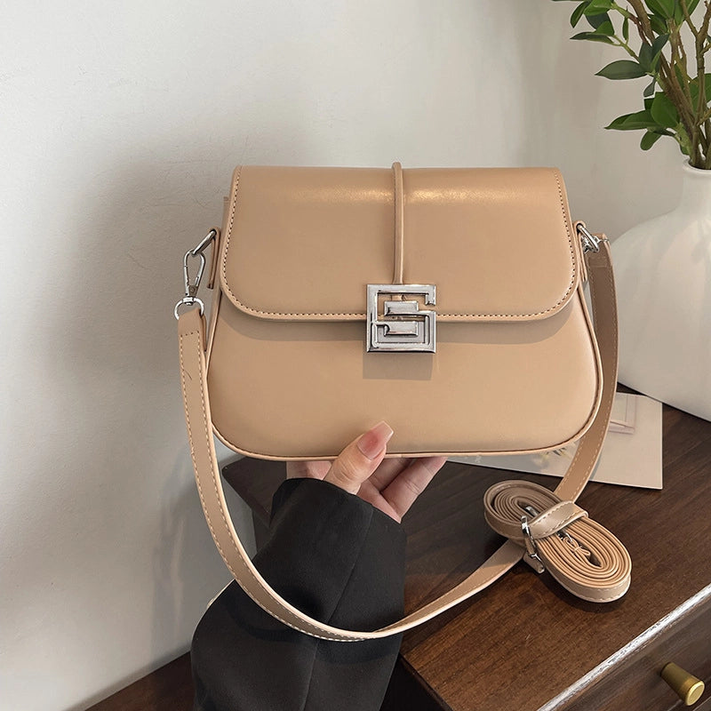 Women's Medium Pu Leather Solid Color Vintage Style Classic Style Square Magnetic Buckle Shoulder Bag
