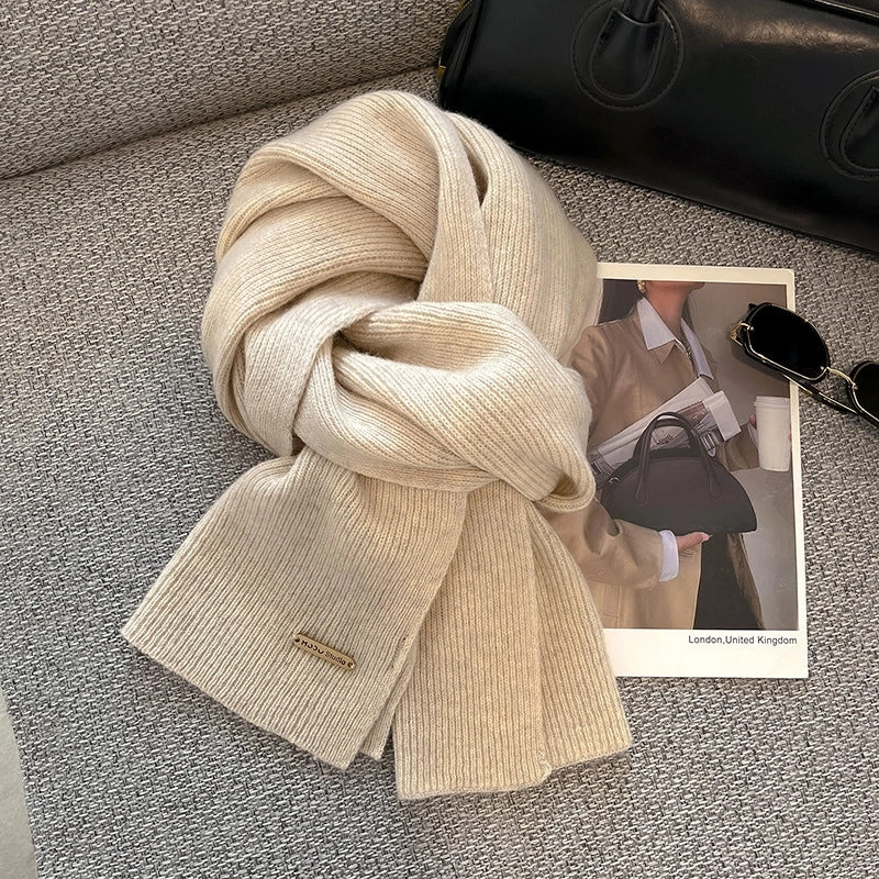 Unisex Elegant Business Basic Solid Color Fleece Scarf