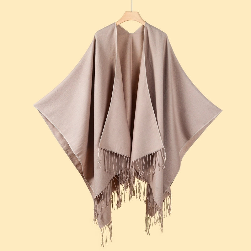 Women's Streetwear Color Block Solid Color Polyester Tassel Shawl